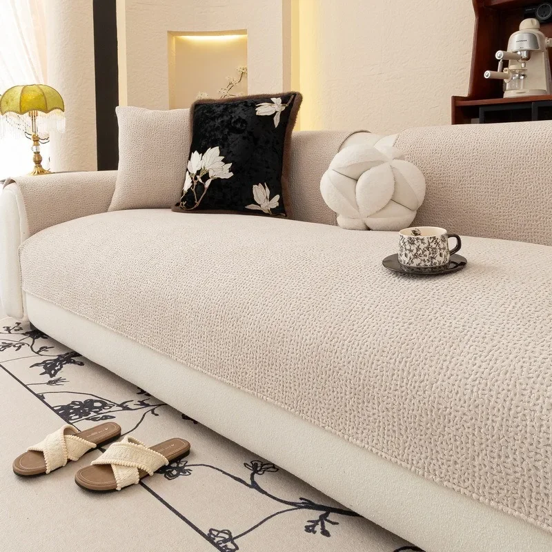 1PC Chenille Sofa Mat Covers Nordic Anti-cat Scratch Sofa Pad All-season Universal Corner Couch Furniture Protector Slipcover