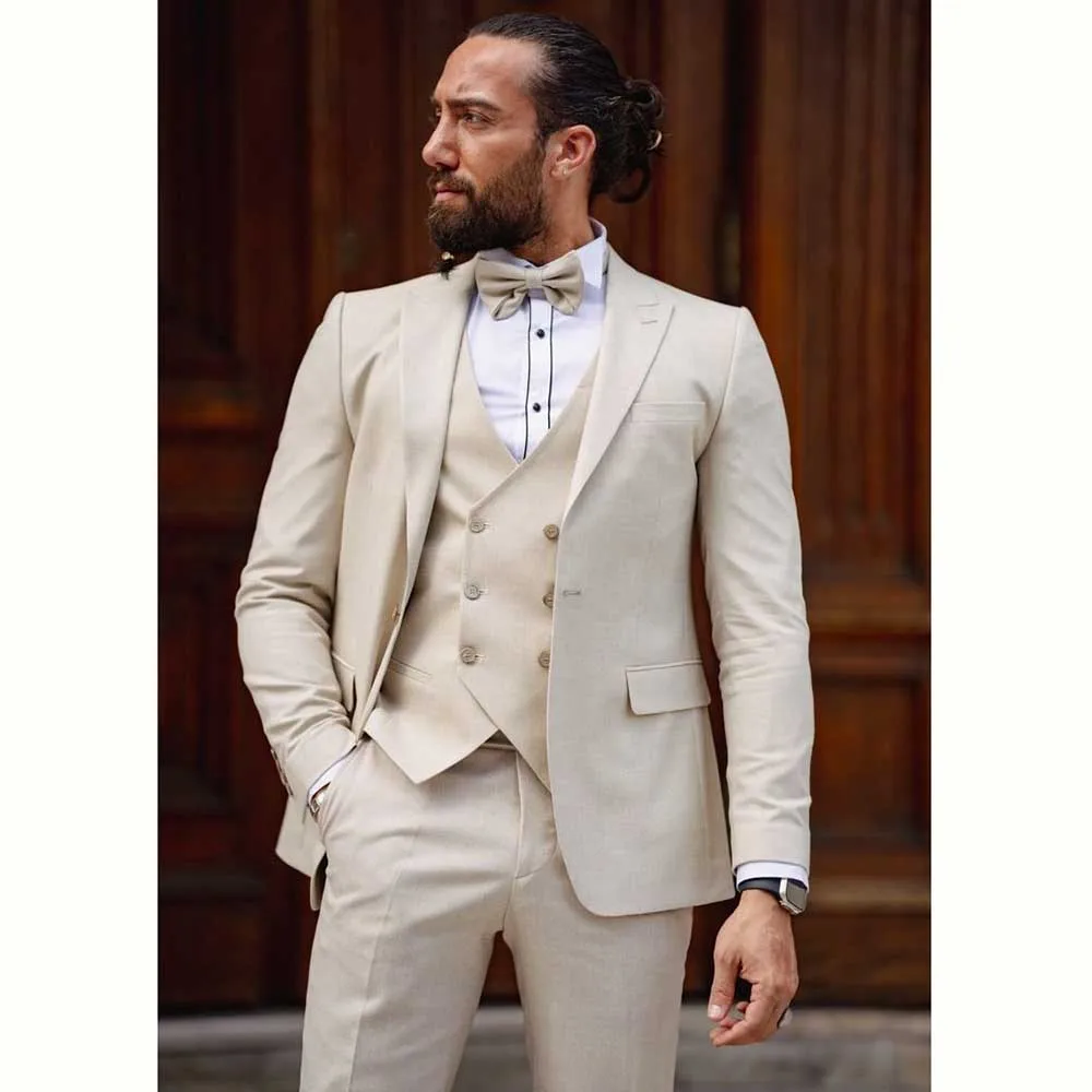 Elegant Suits for Men 3 Piece Jacket Pants Vest Single Breasted Male Clothing Slim Fit Formal Wedding Party Business Blazer Sets