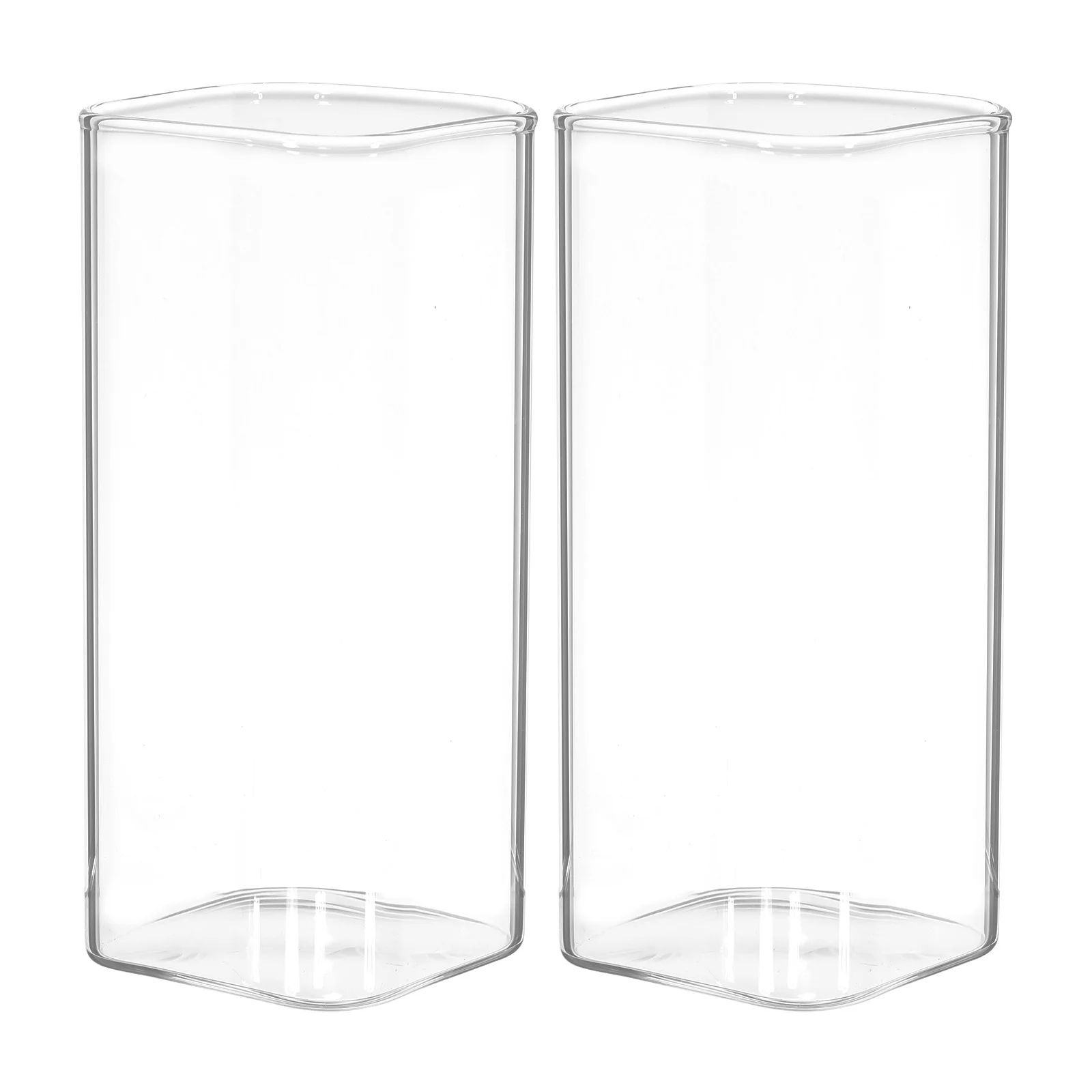 

2pcs Clear Square Cup Martini Glass Espresso Soda Water Tall Thermal Coffee Glass Drinking Set