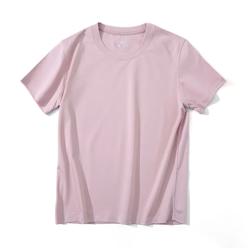 Essential Short Sleeve T Shirt Women Mercerised Pima Cotton Crew Neck Tees Basic Clothing Spring Summer S-2XL