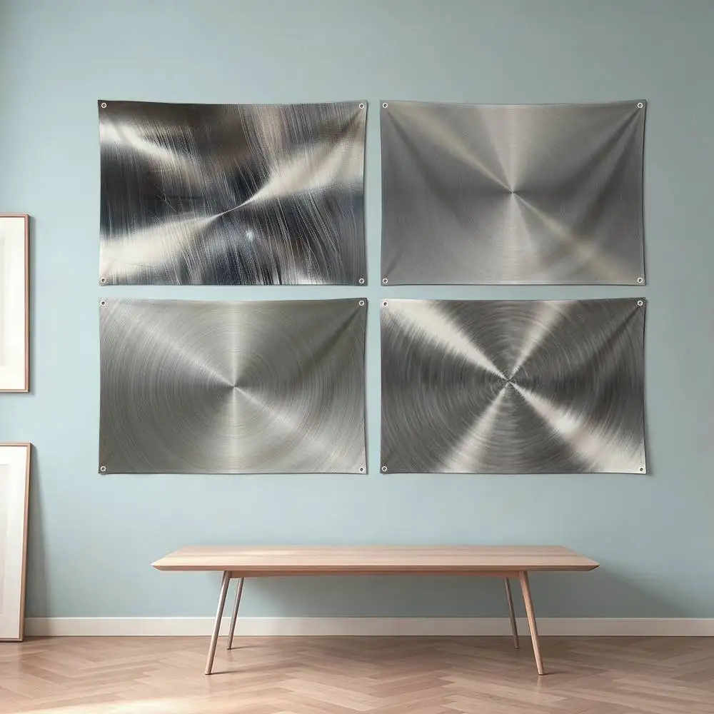 Brushed Metal T-Texture Steel Flag Suitable For Party Club Outdoor Interior Wall Decoration Banner