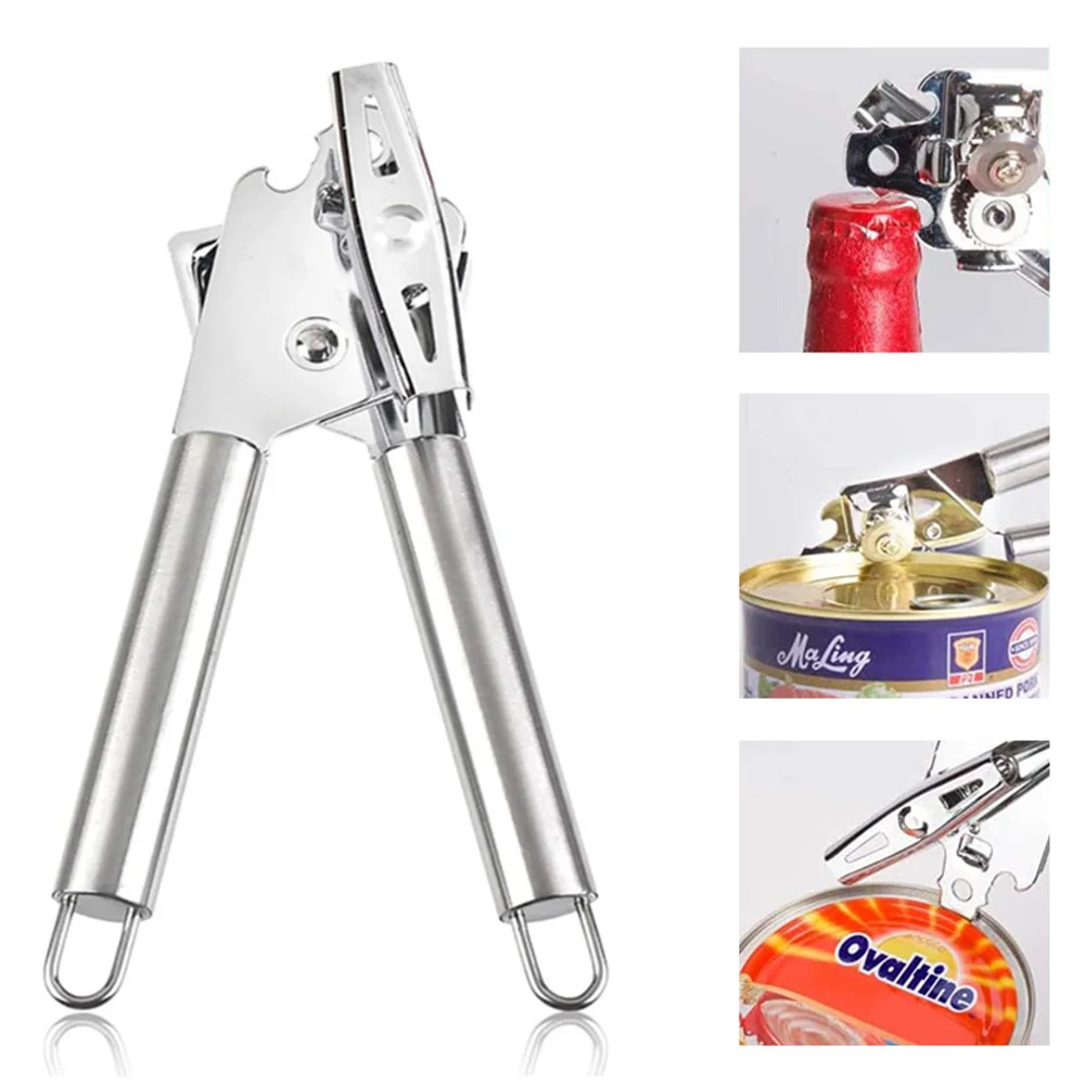 

Stainless Steel Can Opener Non-Slip Long Handle Easy Kitchen Storage – Manual Can Opener for Home Office Café Outdoor Adventures