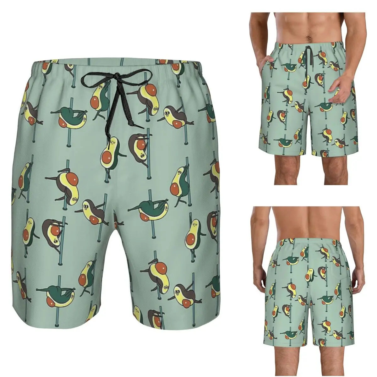 Avocados Pole Dancing Club Trunks Beach Board Shorts Casual Quick Dry Swim Summer Men Pants