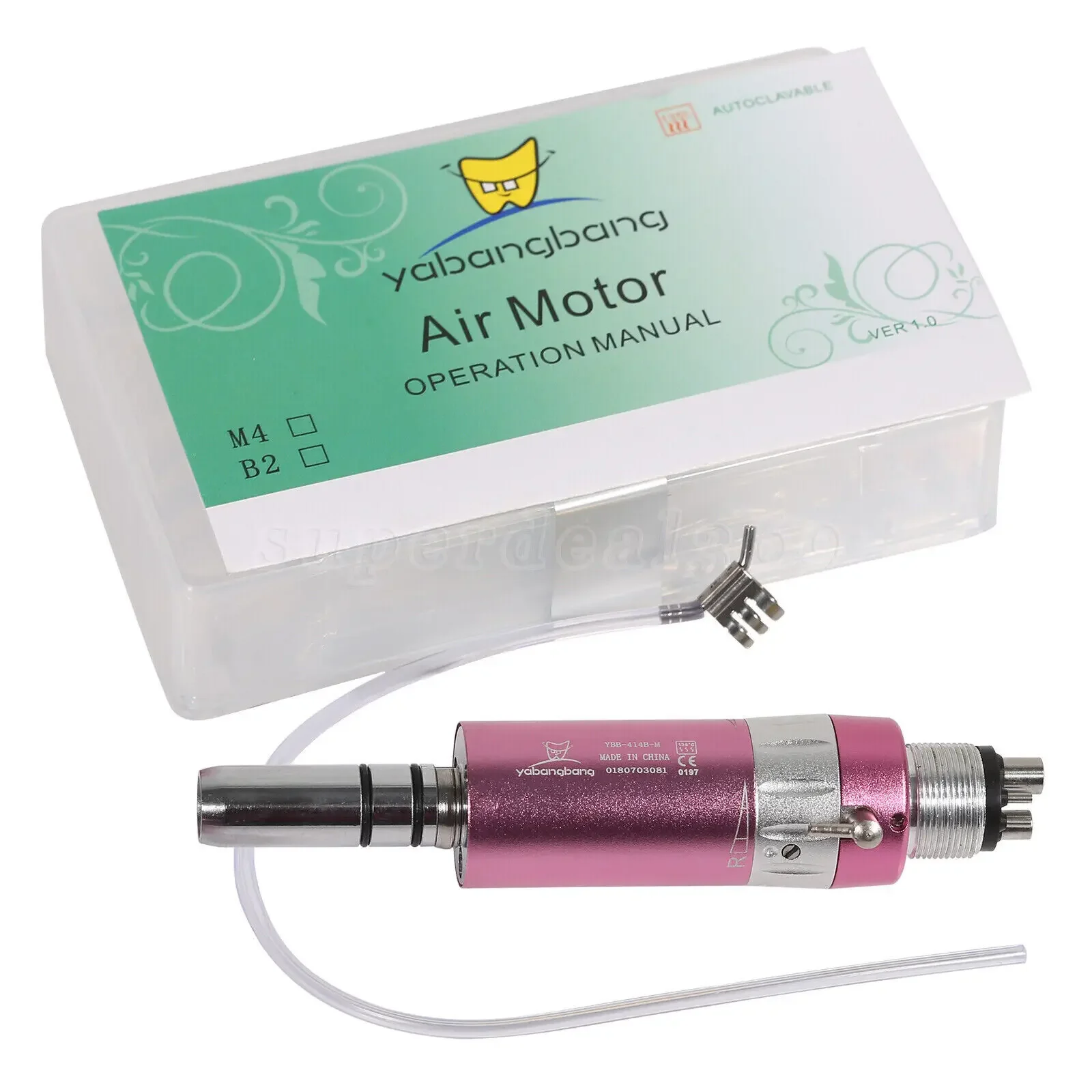

Kavo Style Dental Slow Low Speed E-type External Water Spary Air Motor fit Contra Angle Handpiece 4 Hole Pink Color