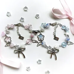 Angel bracelets pink and blue couple bracelet y2k