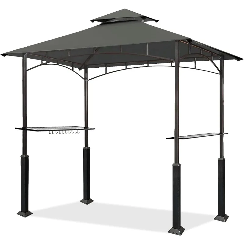 

Eurmax USA 5x8 Grill Gazebo Shelter for Patio and Outdoor Backyard BBQ's, Double Tier Soft Top Canopy and Steel Frame