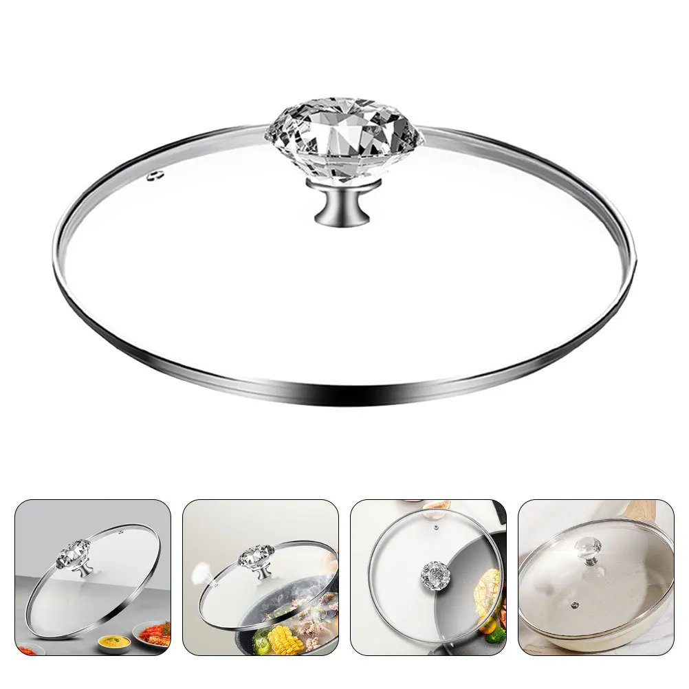 

Tempered Glass Pot Lid 30Cm Multi-Function Non-Slip Sealed Cover for Pan Fryer Griddle Steam Cookware Dishwasher Safe Kitchen