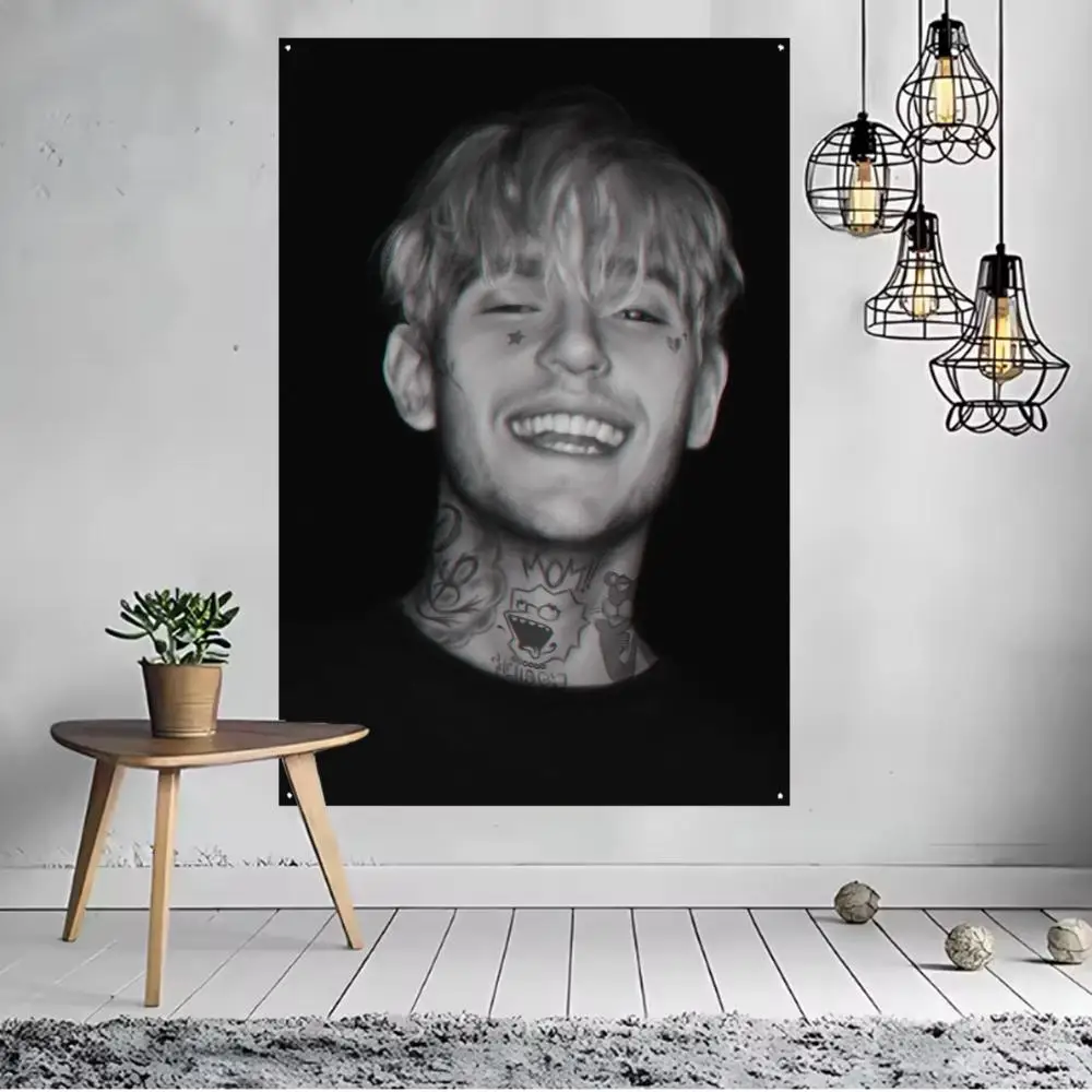 Rapper Lil Peep Flags Flags for indoor decoration with no edging and four corner rings for easy hanging