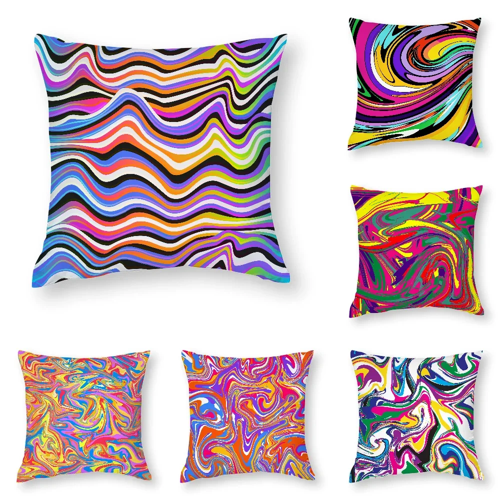 

Abstract Colorful Chaotic Waves Pillow Case 3D Print Polyester 45*45 cm Home Sofa Throw Pillow Cover Decoration Festival Gift
