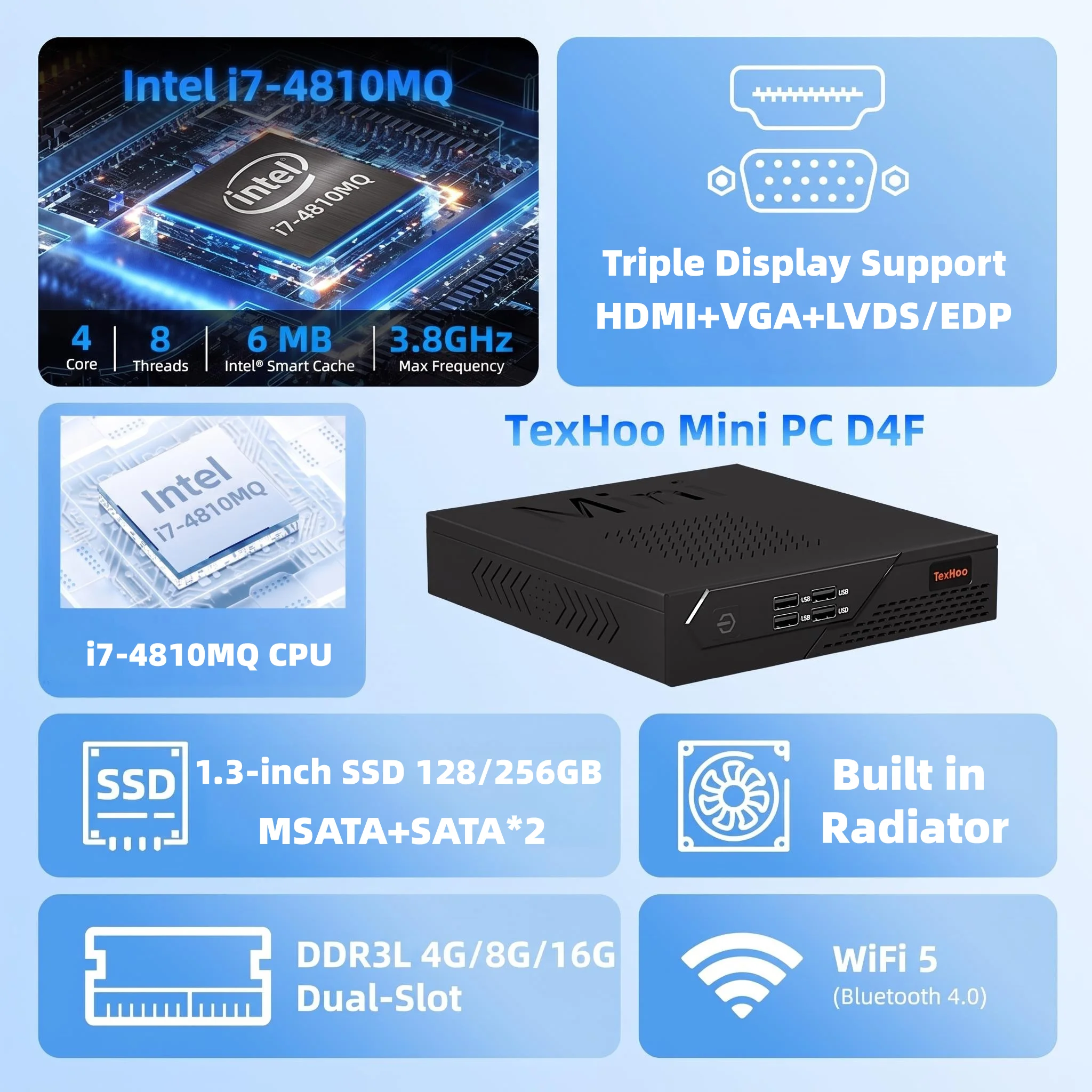 TexHoo Mini PC Intel Core i7-4 - đánh giá và giá Ddr3 8Gb