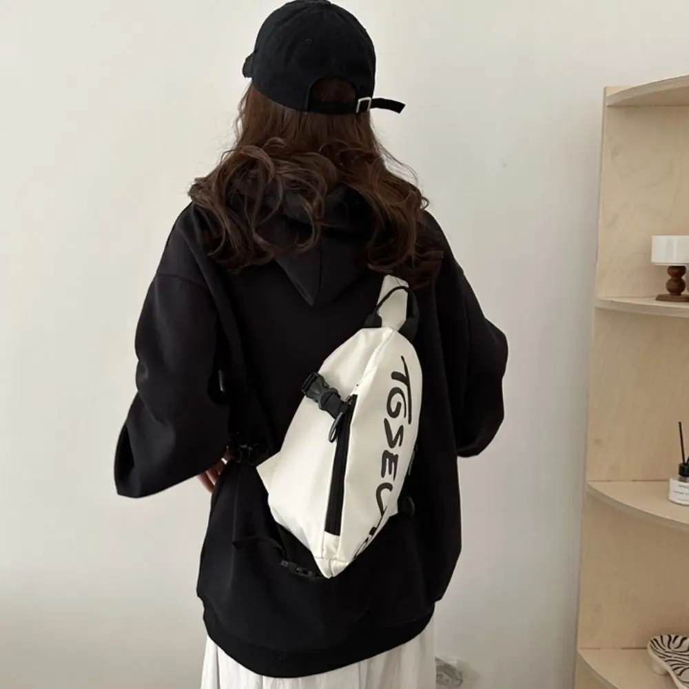 Casual Letter Chest Bag Oxford Cloth Waterproof Crossbody Bag Multifunctional Fanny Pack Shoulder Bag Streetwear