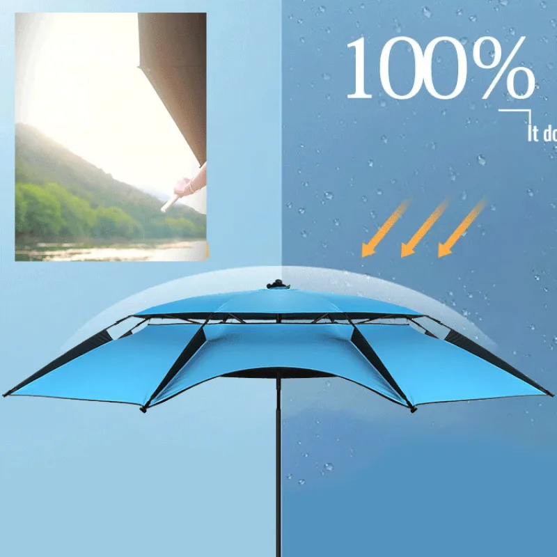 Outdoor fishing parasol special large fishing umbrella universal high-end new black glue sunscreen parasol fishing crutch