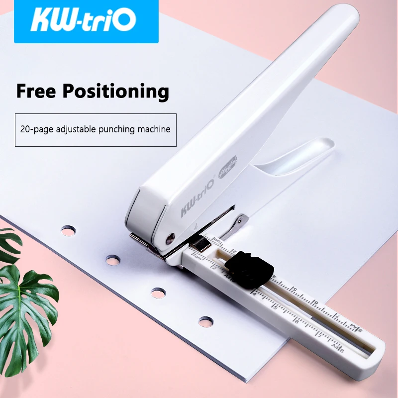 Perforadora para A4 A5 B5, para cuaderno, álbum de recortes, diario, KW-trio, perforadora de papel de un solo orificio, papel de hojas sueltas de Metal de mano