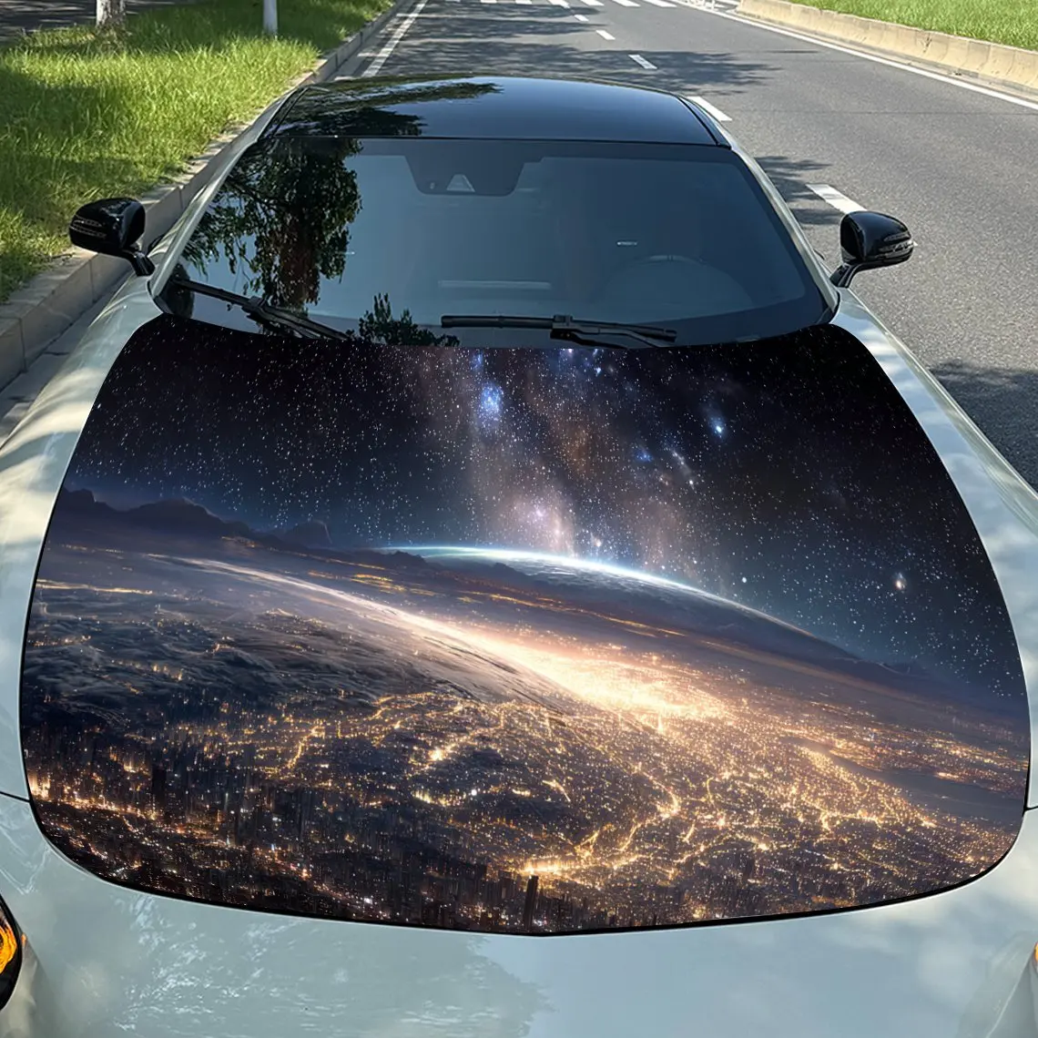 

Earth at Night Car Hood Vinyl Stickers Car Surface Protection Decal Car Decoration Cover Vinyl Wraps Waterproof Self-adhesive Au