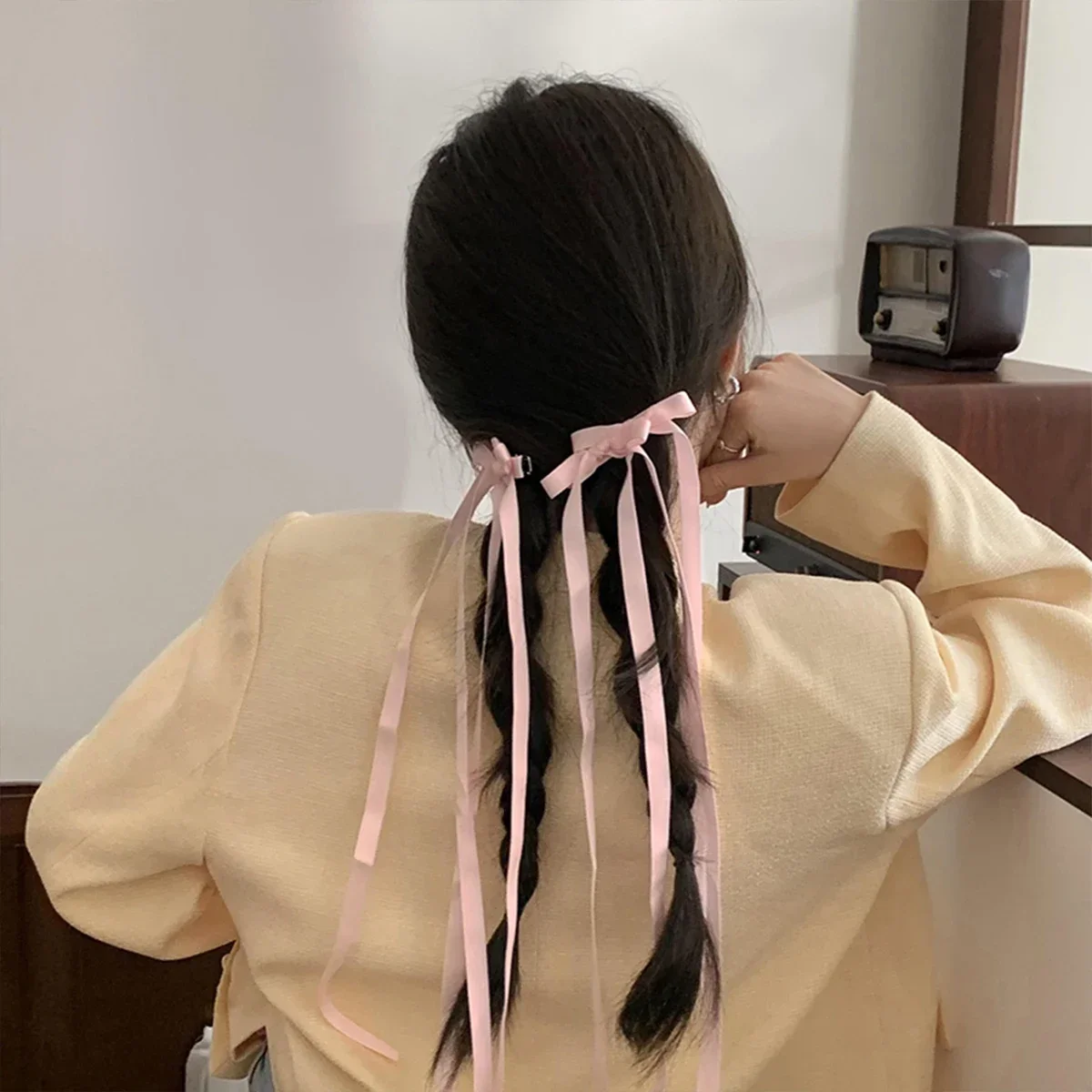 مجموعة مكونة من 6 قطع من إكسسوارات الشعر النسائية، مجموعة مرصعة بالنجوم والقوس، مشبك شعر بشريط على شكل فيونكة على شكل باليه، شريط ذيل حصان مزدوج Br