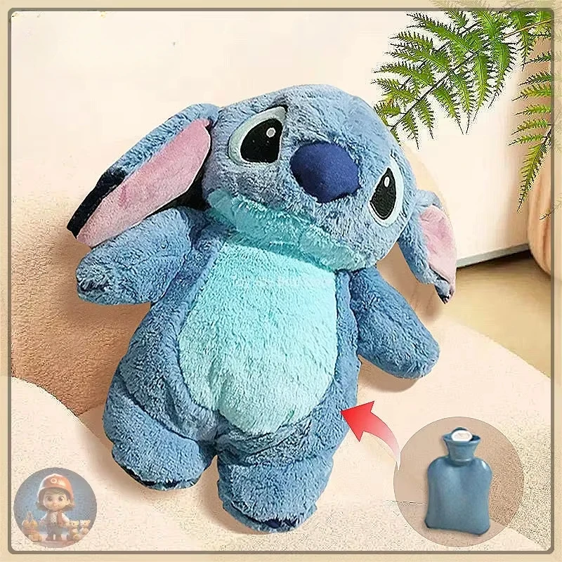 MINISO  Stitch Anime Winter Extra Large Plush Hot Water Bottle Home Water Filling Hand Warmer Holiday Gift for Girlfriend