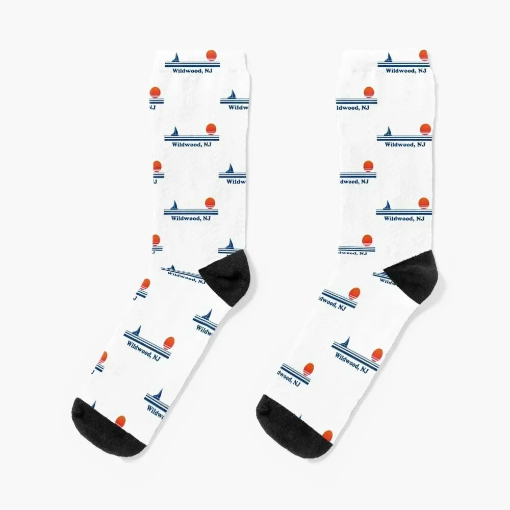 

Wildwood New Jersey T-ShirtWildwood, NJ - Sailboat Sunrise Socks funny gift Children's gift Girl'S Socks Men's