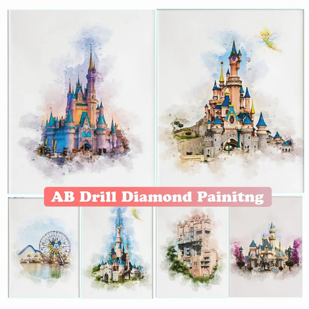 Dream Castle Cartoon AB Drill 5D Diamond Art Painting New Kits Princess Elves Modular Embroidery Cross Stitch Puzzle Home Decor