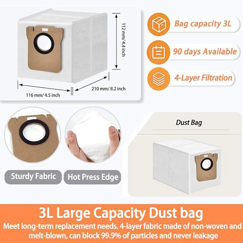For Xiaomi H50 Pro/H50/OV43GB/OV42GL Robot Vacuum Accessories Main Side Brush HEPA Filter Mop Pad Dust Bag Replacement Parts - view 6