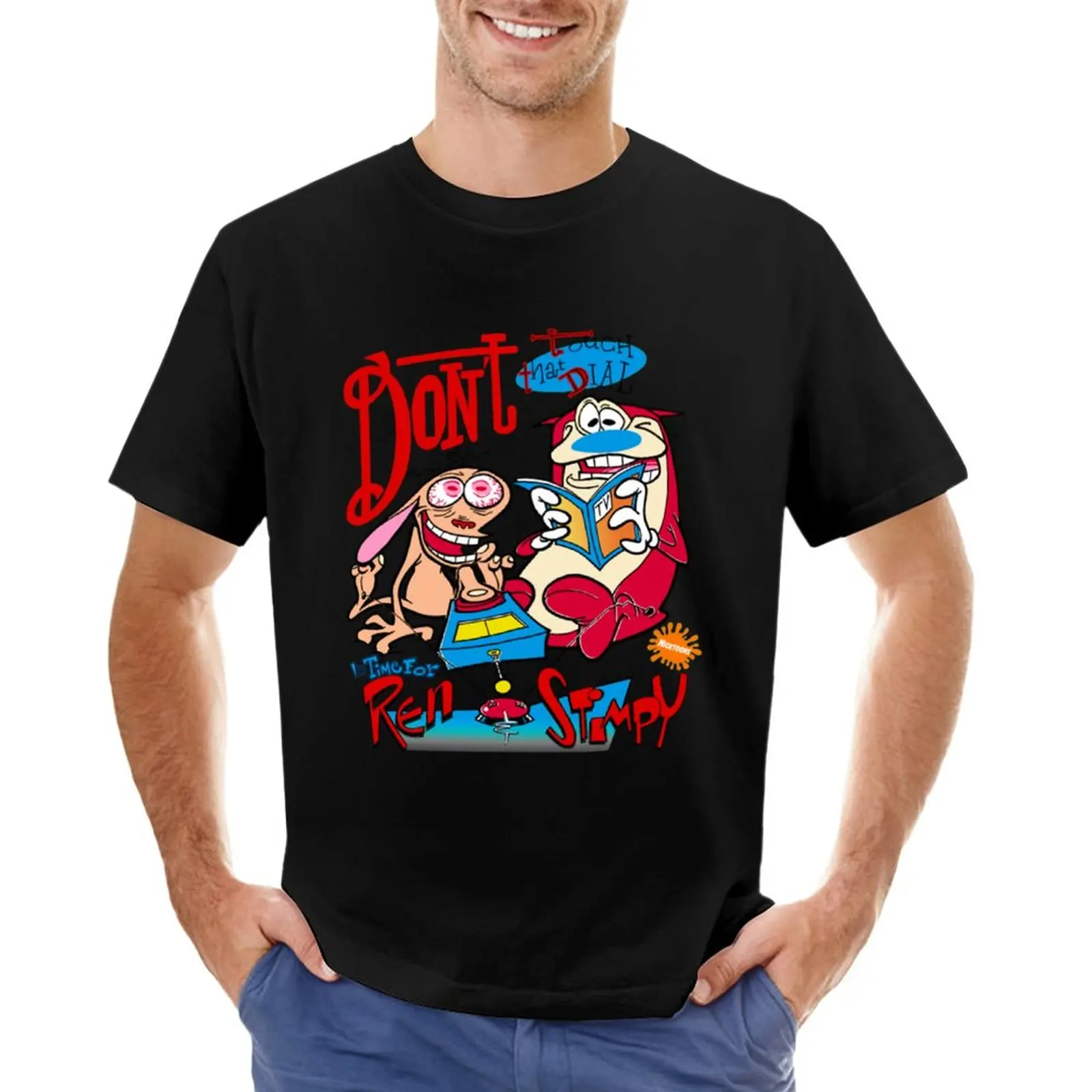 Ren And Stimpy Don't Touch That Dial T-Shirt cute tops funny t shirt mens graphic t-shirts funny