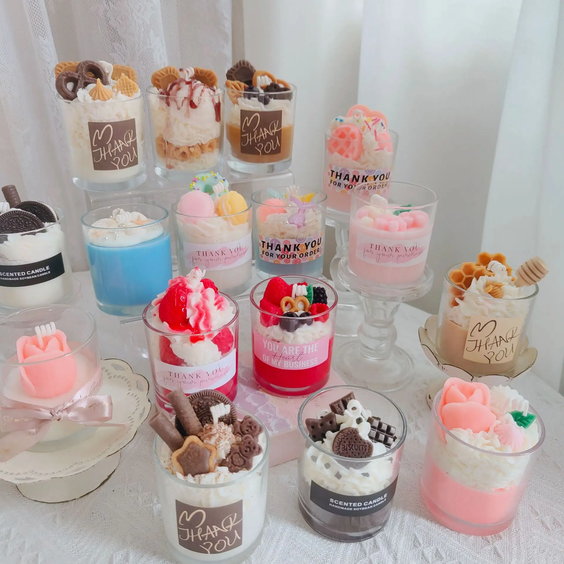Strawberry Chocolate Handmade Cup Wax, Soybean Wax, Scented Candle, Simulated Cake, Dessert Shape Wax