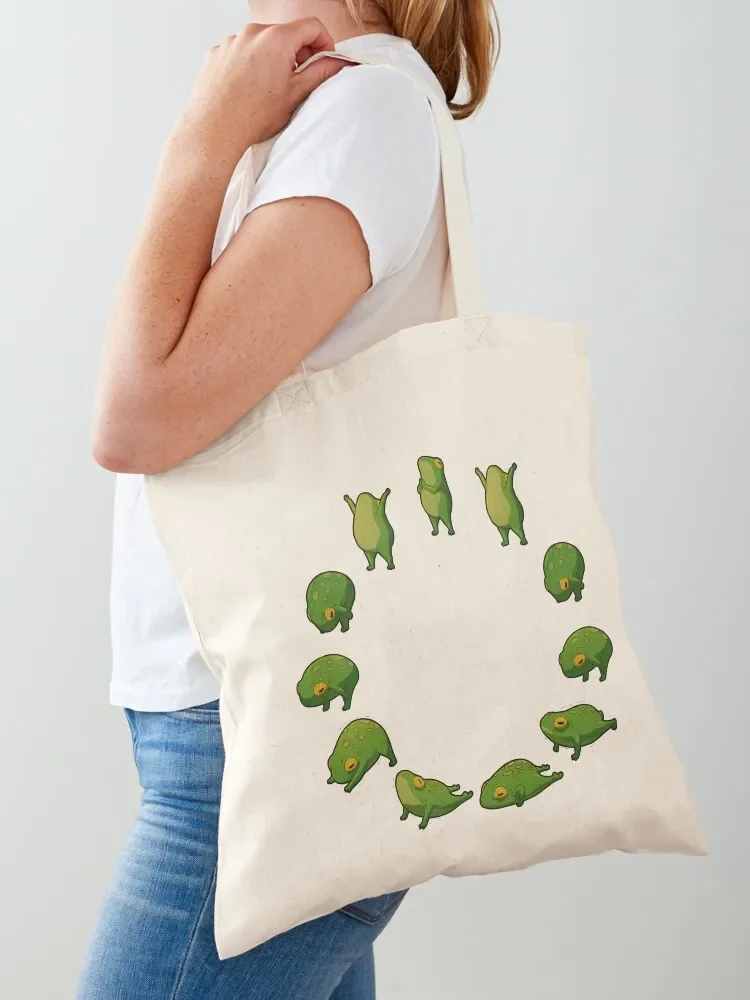 Yoga Frog Sun Salutation (No Arrow) Tote Bag Candy bags Handbags women Women's beach bags Bag