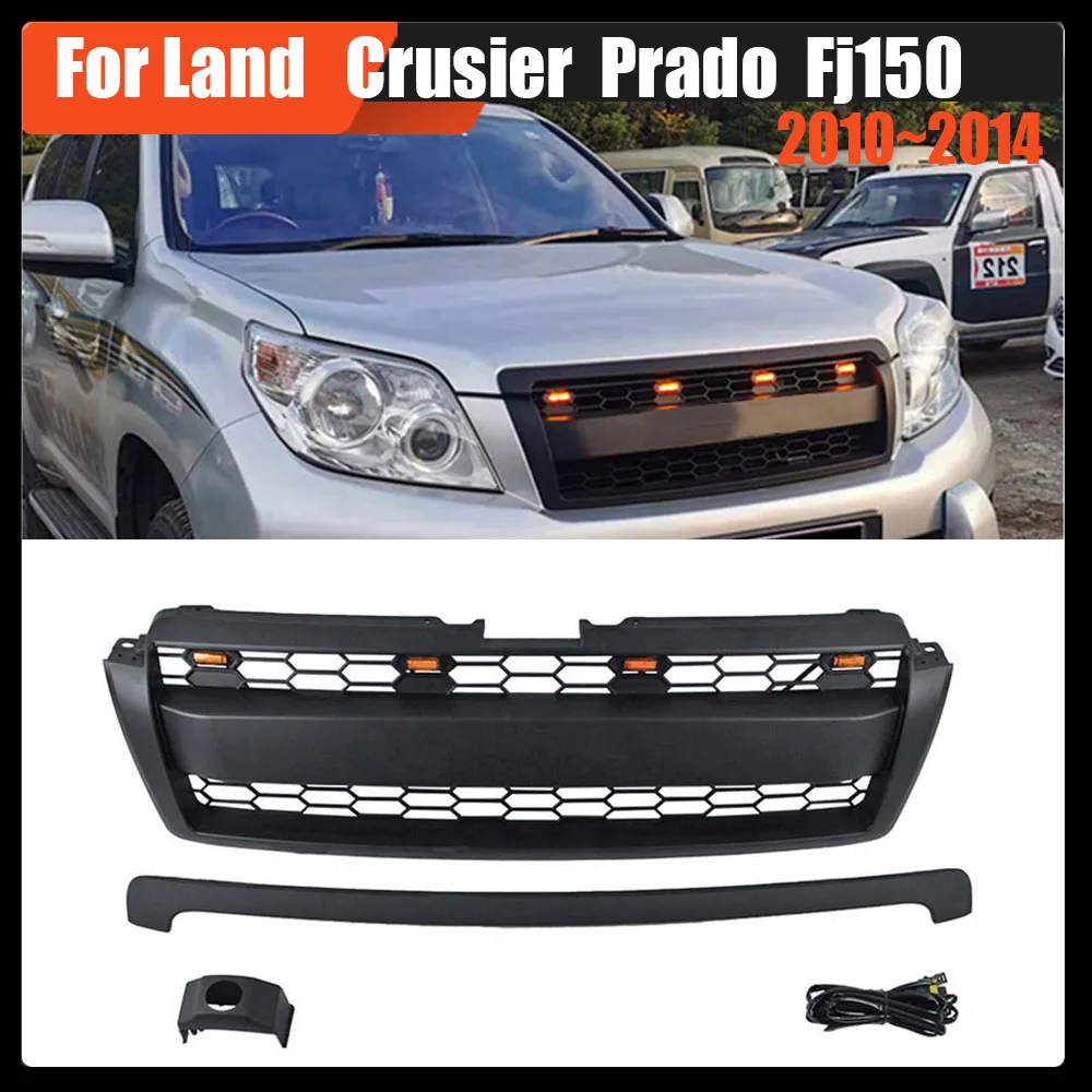 

Racing Grille Front Upper Grill Black Grille With Led Letter 4x4 Off Road Auto For Land Crusier Prado Fj150 2010~2014