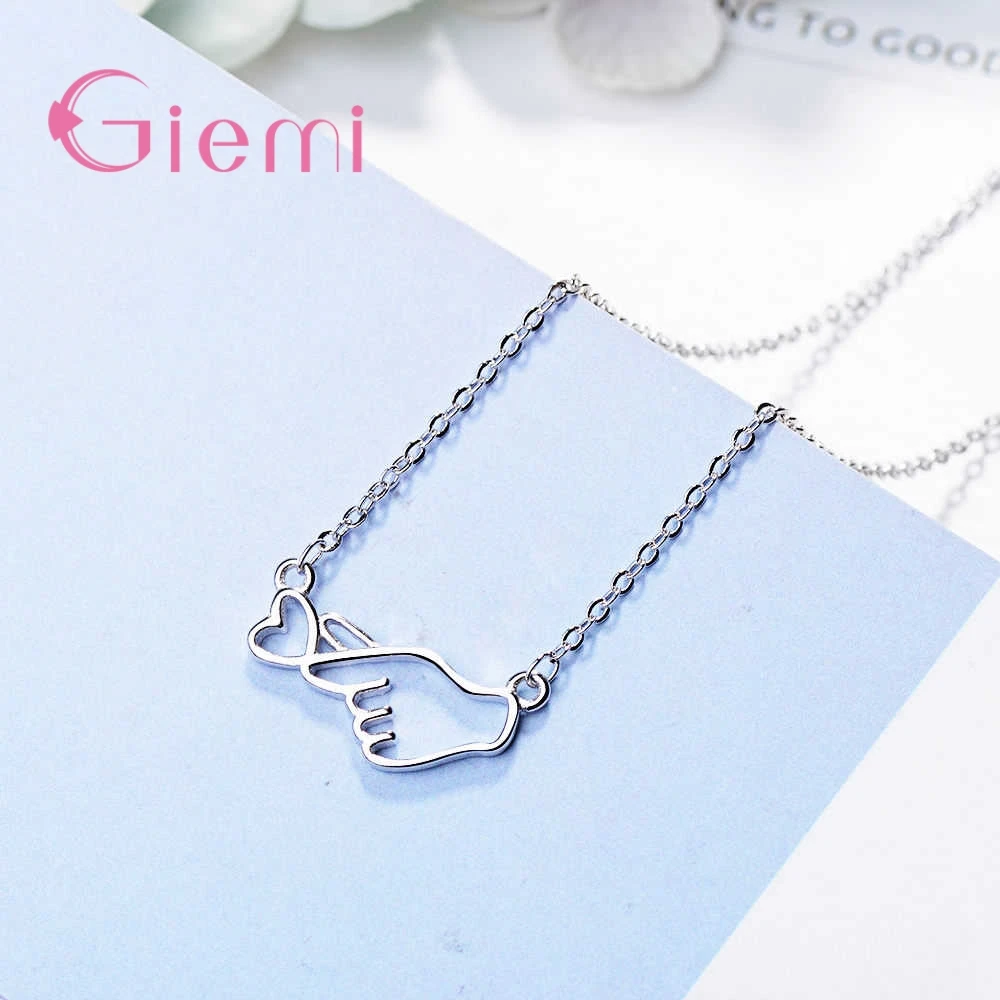 حقيقي 925 فضة لفتة القلب سلسلة الترقوة القلائد للنساء الفتيات الذكرى حفلة هدايا مجوهرات الأزياء