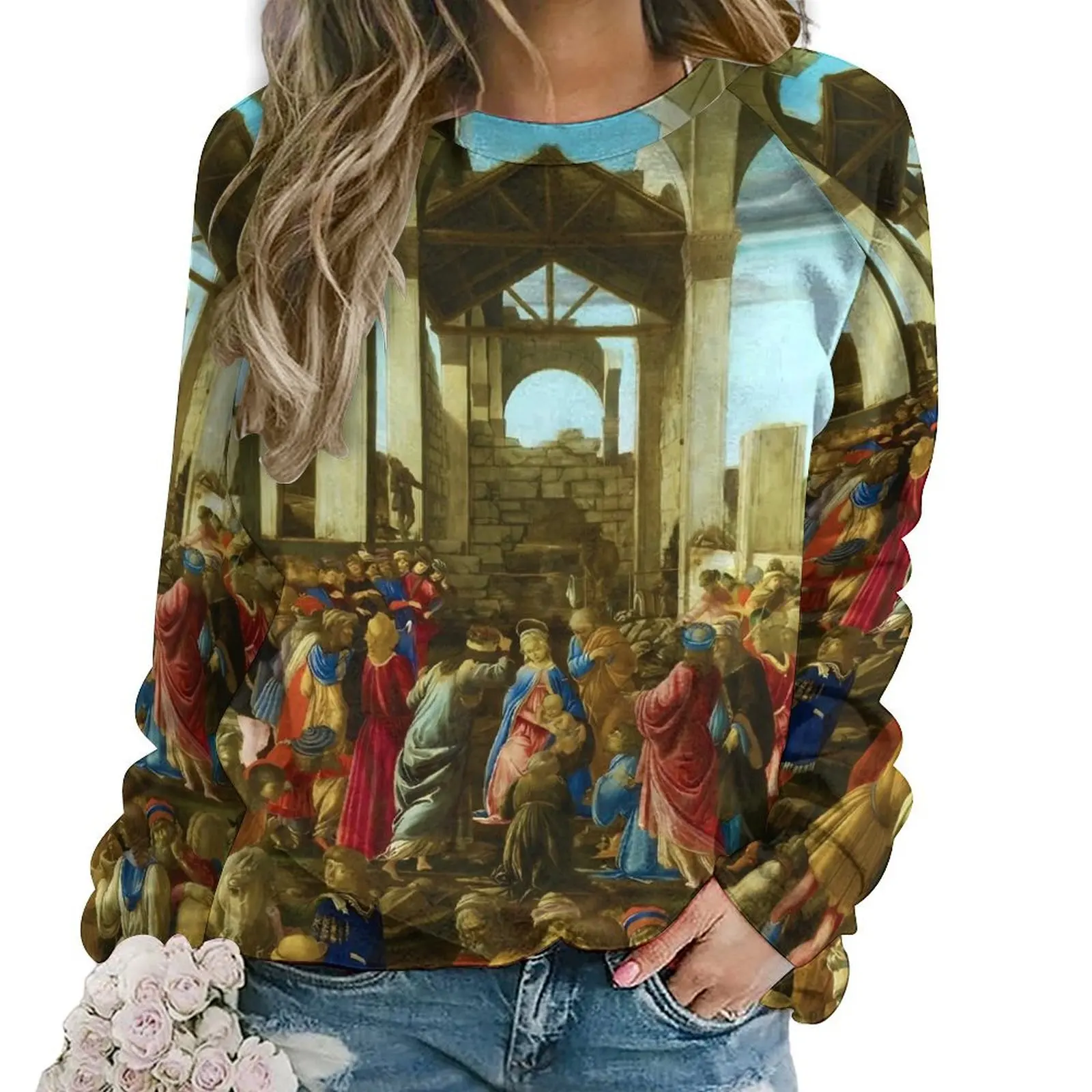 

Sandros Botticelli Casual Hoodies The Adoration of The Magi 1470 Cool Graphic Hoodie Autumn Long-Sleeve Street Style Sweatshirts