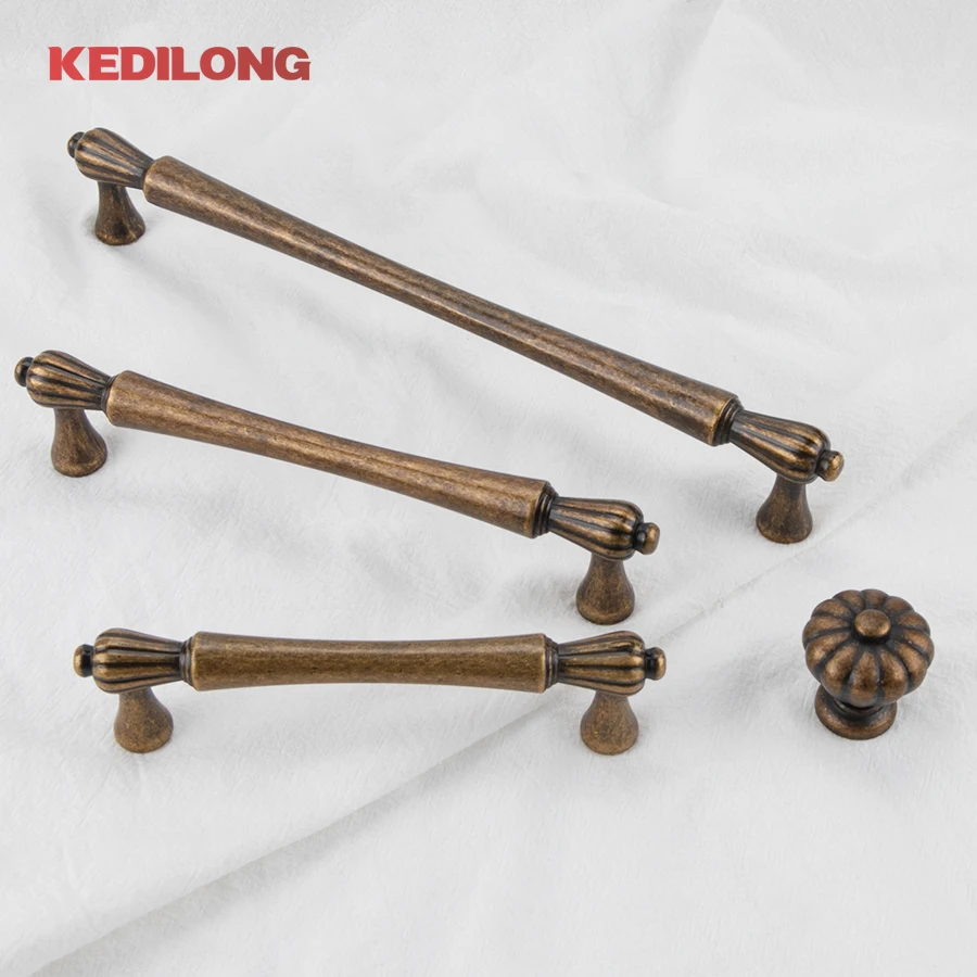 KEDLO antique brass retro knob furniture hardware kitchen cabinet antique handle drawer handle