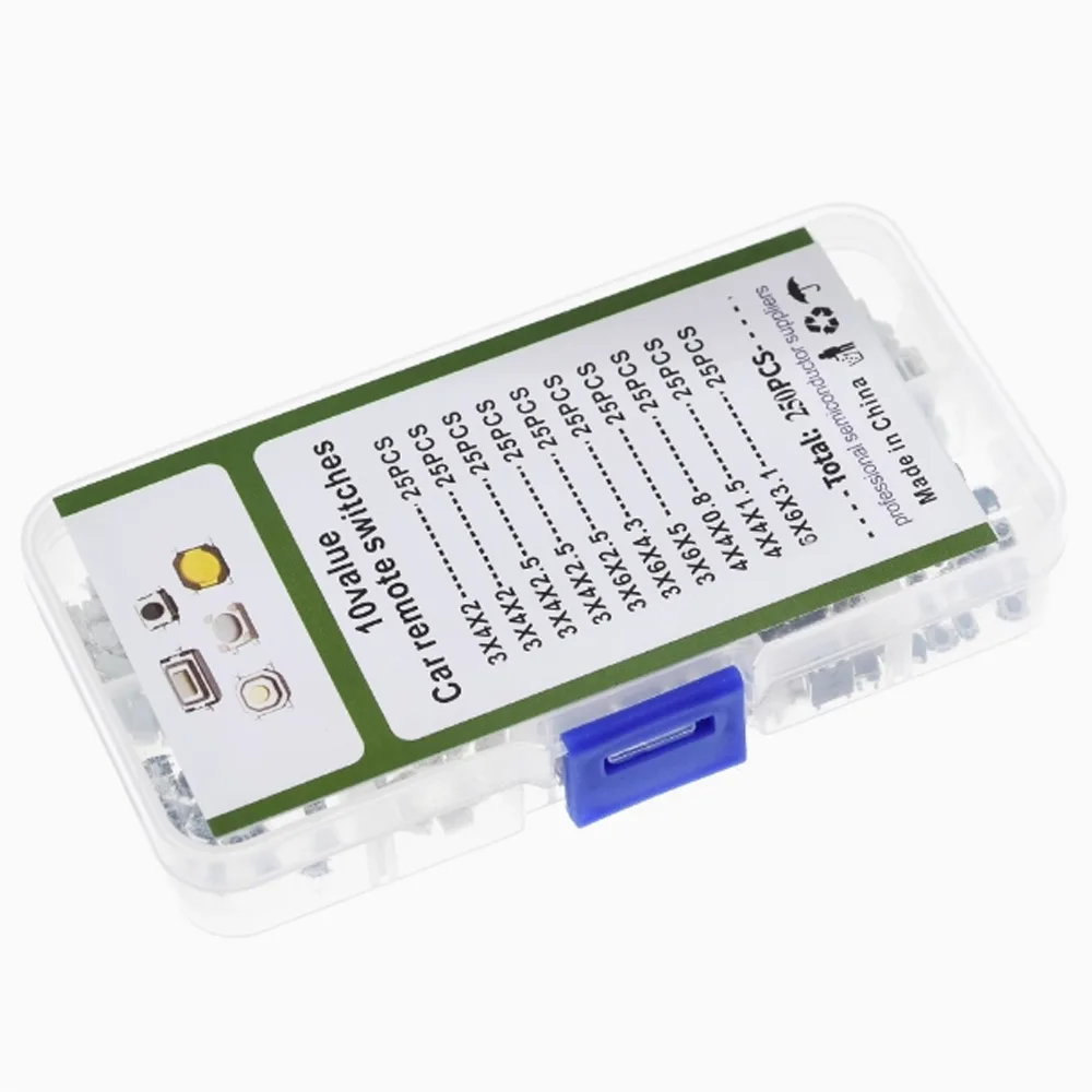 1 Set 250Pcs 10-Types Tactile Push Button Switch Car Remote Control Keys Button Touch Micro switch image 4