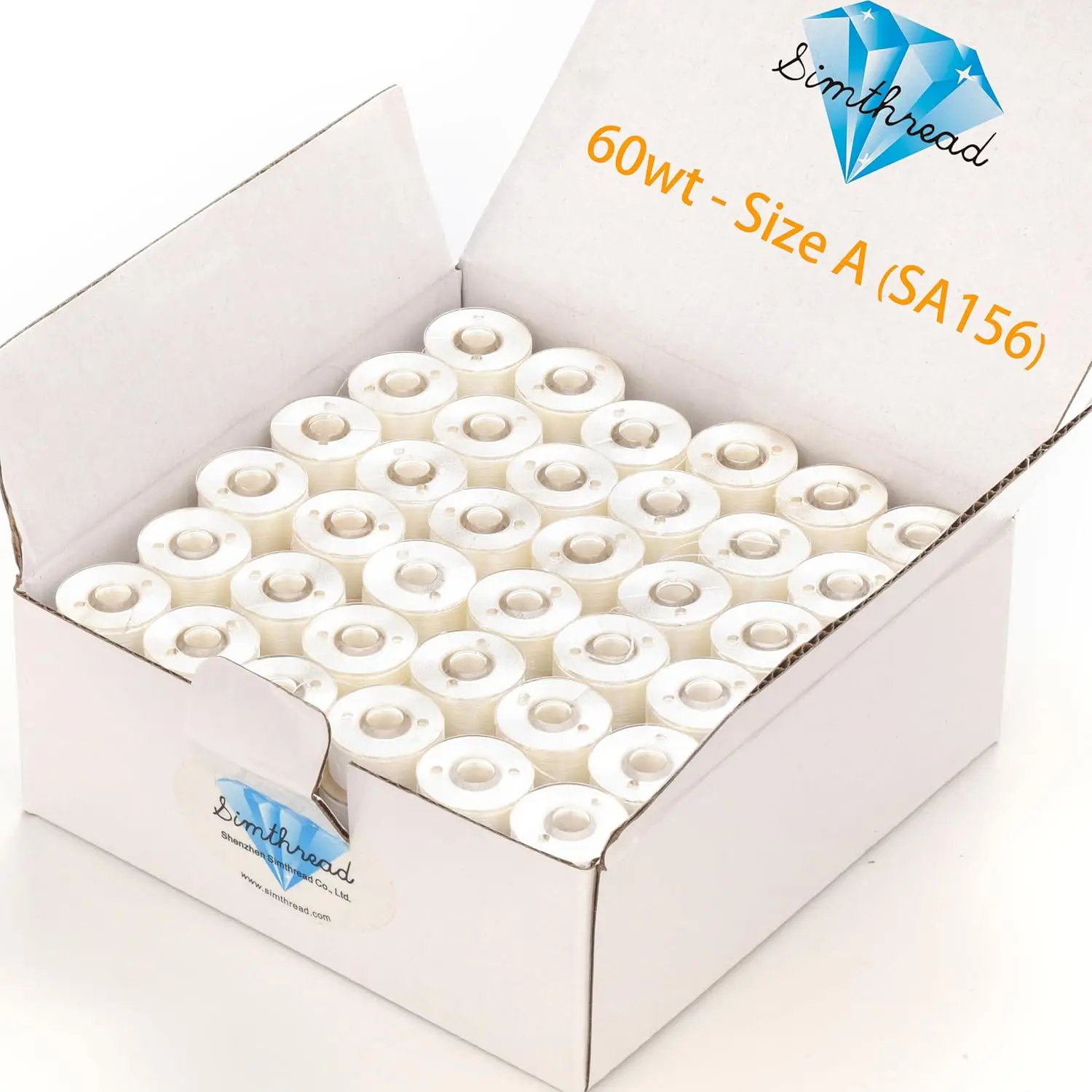 Simthread 144 Pcs Plastic Sided Prewound Bobbin Thread Set 60wt Size A Size L Black and White for Embroidery and Sewing Machines