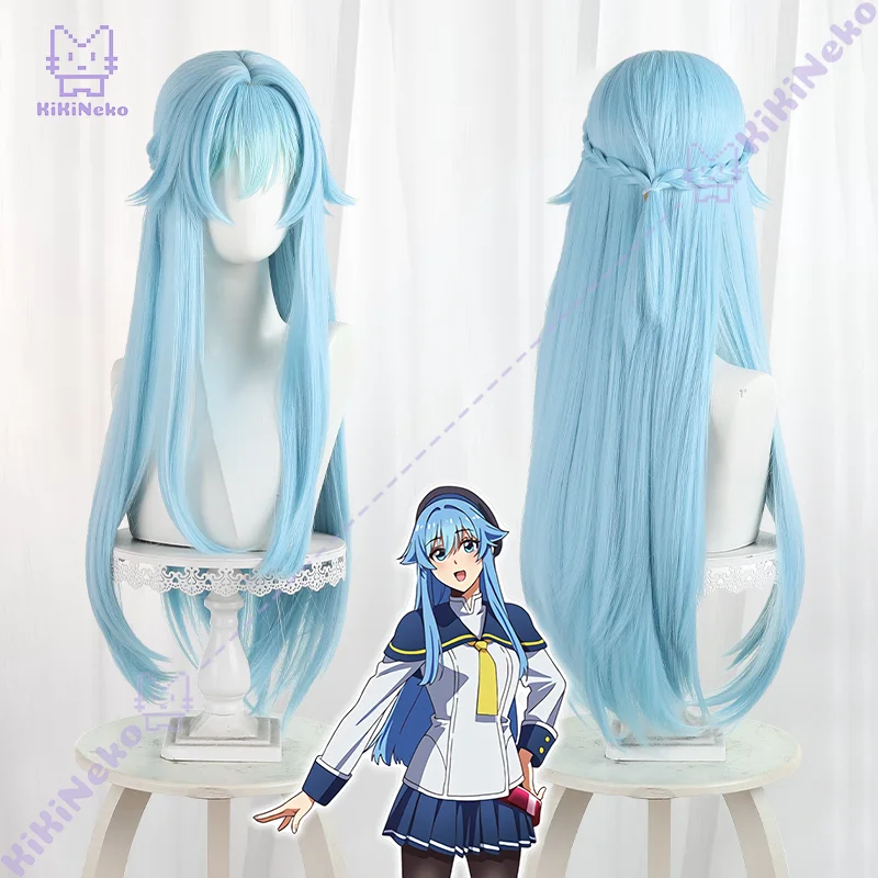 Peluca de Cosplay de Anime Dina, pelo largo trenzado azul claro para fiesta de Comicon, mujeres y hombres adultos