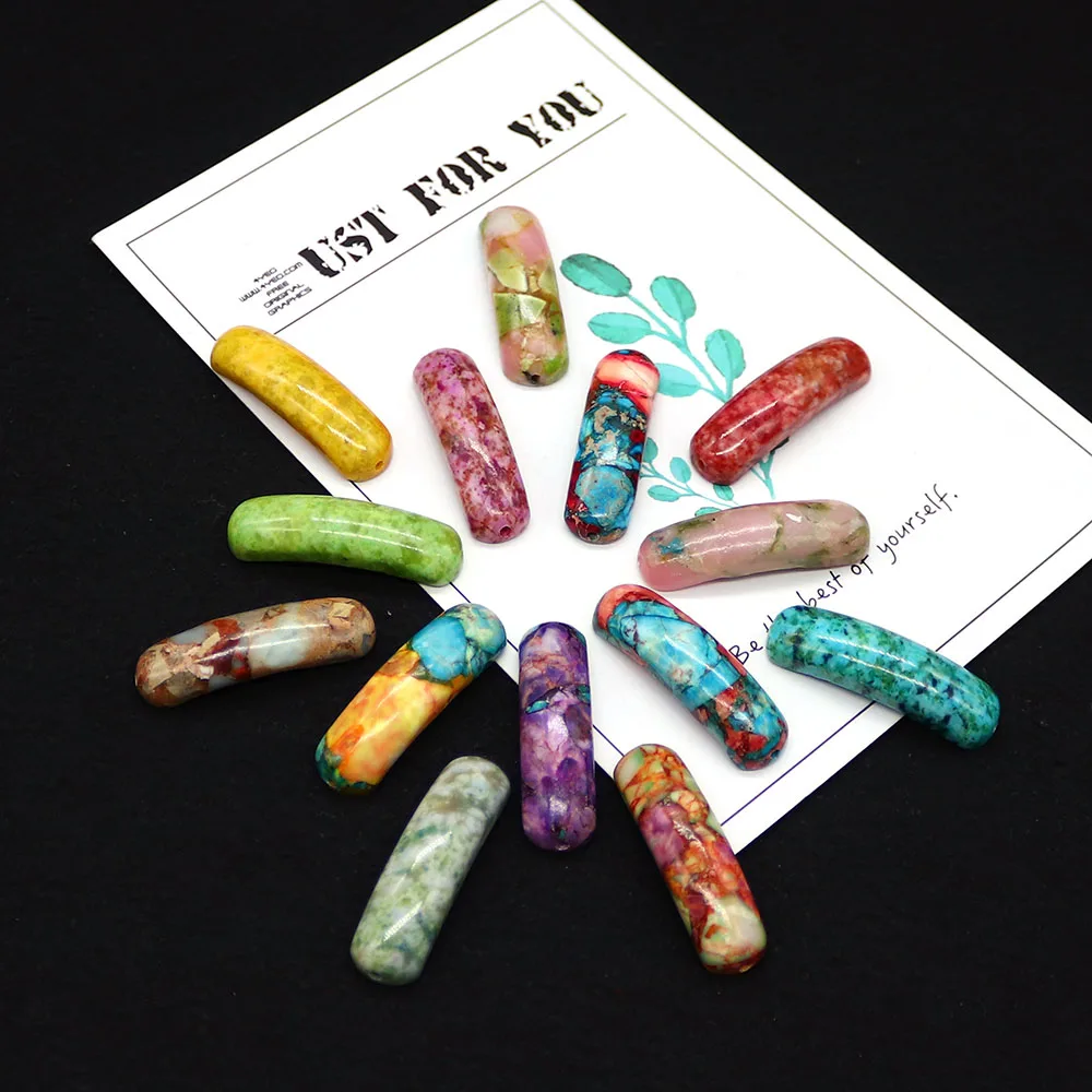 

2PCS Natural Colorful Emperor Stone Half Round Bar Bead Jewelry Making Supplies DIY Necklace Bracelet Accessories Gift