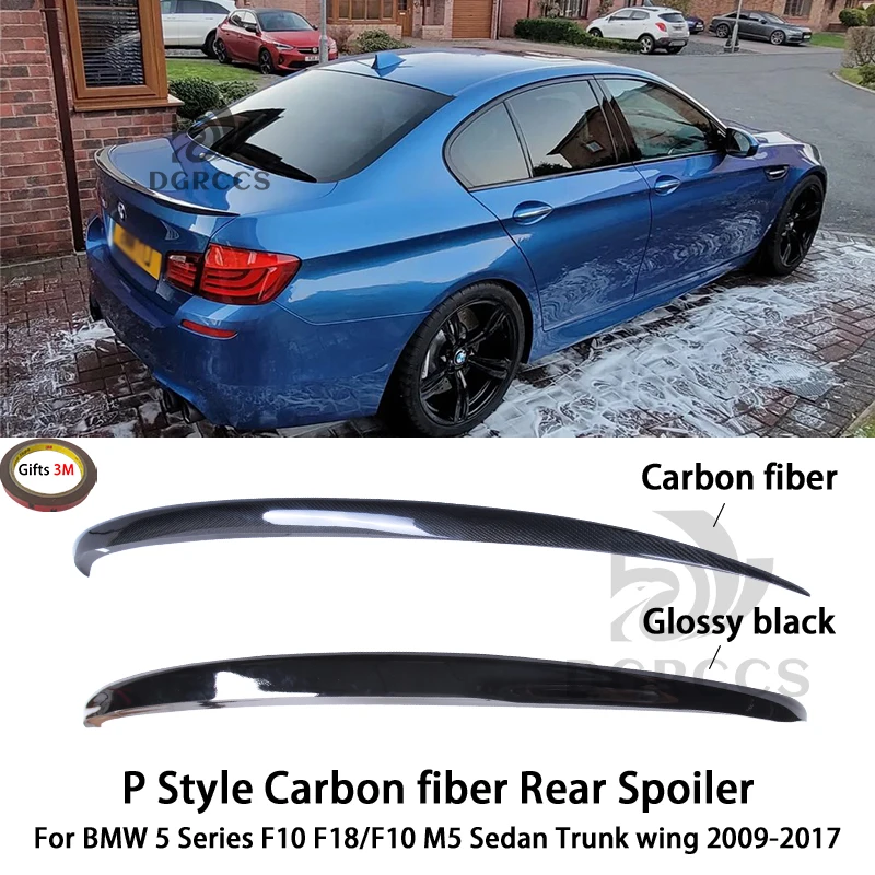 

For BMW 5 Series F10 F18/F10 M5 Sedan P Style Carbon fiber Rear Spoiler Trunk wing 2009-2017 Carbon fiber Glossy black