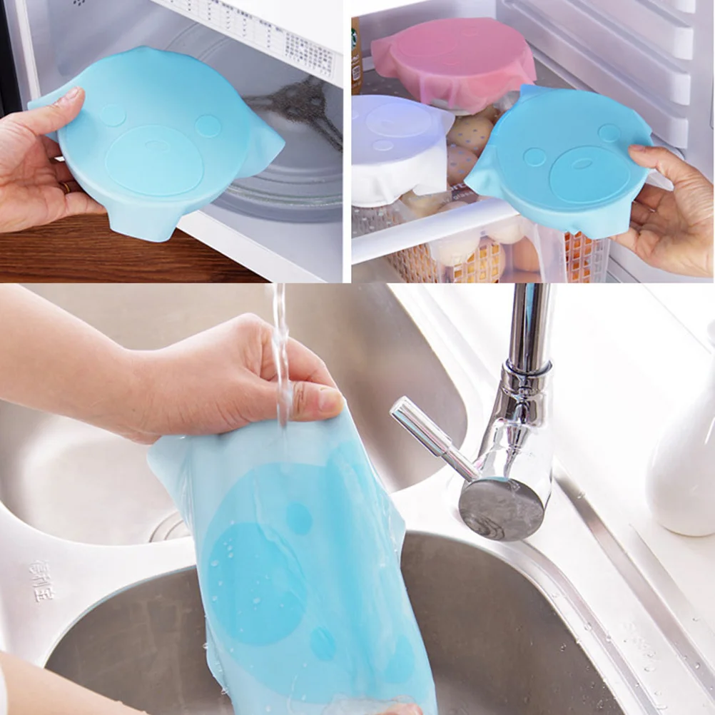 

2Pcs Silicone Stretch Lids for Fresh Food Storage Reusable Seal Covers Cans Microwave Safe Airtight Wrap