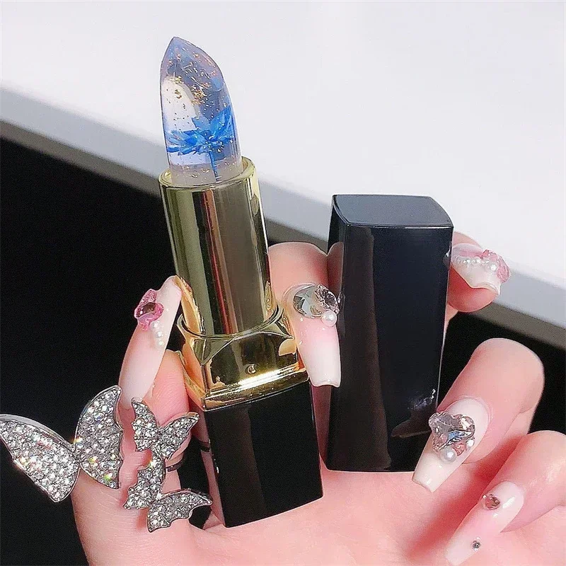 Color Changing Mouth Safflower Jelly Transparent  Lipstick Temperature Color Changing Lip Balm Not cup Stick Lipstick Makeup