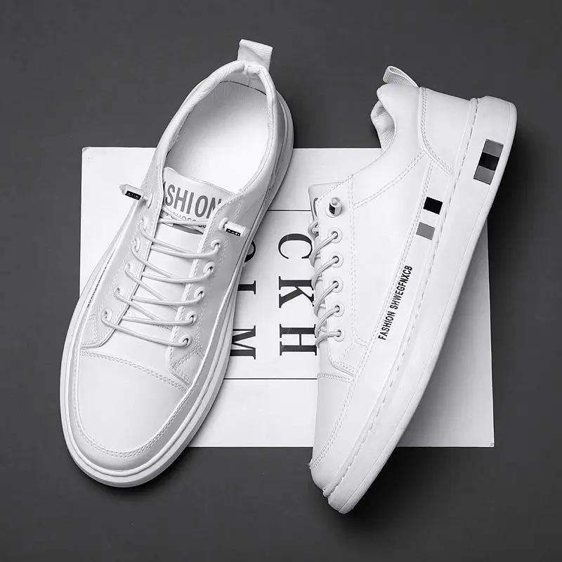 Men's Sporty Casual Shoes Soft Bottom Versatile Summer White Sneakers Breathable Leather Inner Comfortable All-Match Loafers