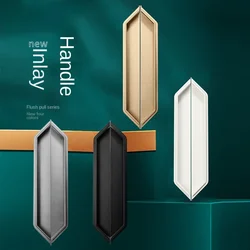 Black Simple Sliding Door Handle Hidden Cupboard Drawer Handles Built-in Wardrobe Pulls Invisible Cabinet Knob