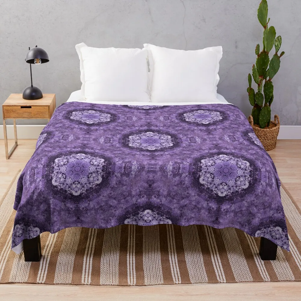 

Purple Autumn Botanical Mandala Pattern Throw Blanket Luxury Designer Sofa Quilt Travel Retros Blankets