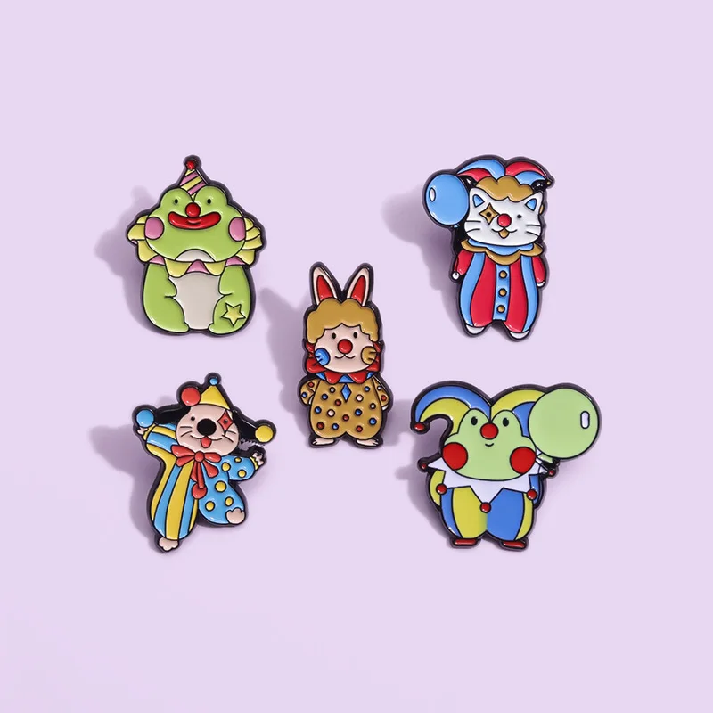 Clown Brooch Cute Cartoon Circus Style Metal Badge Accessories Wholesale Hat Pins for Backpacks Backpack Pin Decorative Brooches