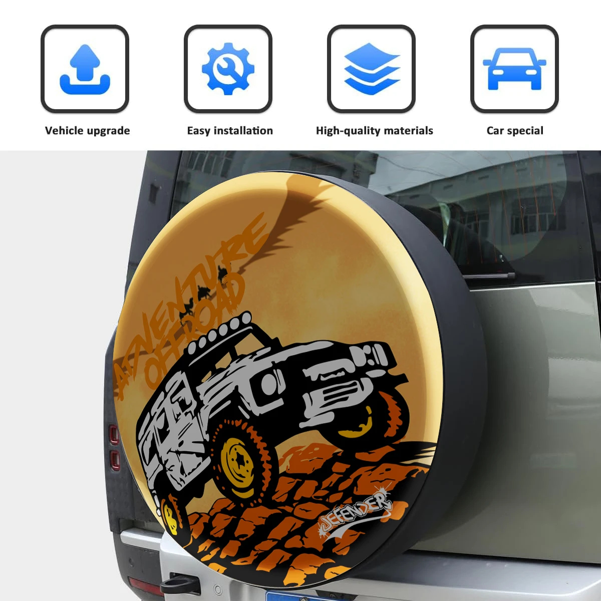 Spare Tire Cover Wheel Protective Cover For Land Rover Defender 90 110 130 Dia. 80-82cm Tire Storage Bag Waterproof Dust-Proof