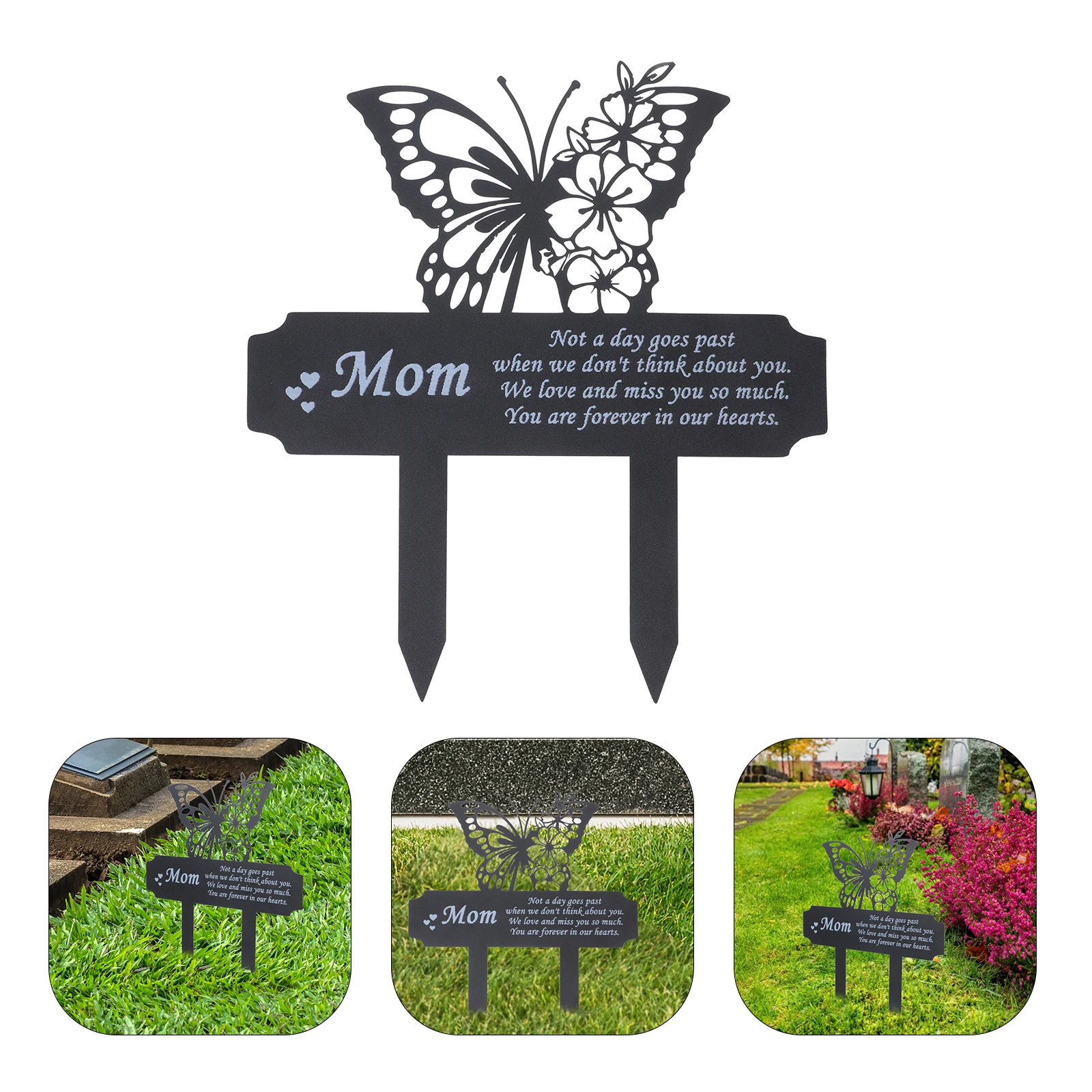 

Large Waterproof Stake Iron Butterfly Plaque for Stake Markers Grave Crafts Mom Memorial Garden Durability Marker