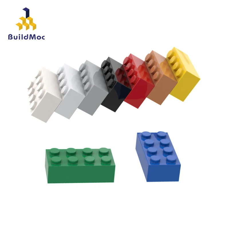 Buildmoc 10 pçs compatível monta partículas 3001 2x4 para blocos de construção peças diy elétrico educacional clássico marca presente brinquedo