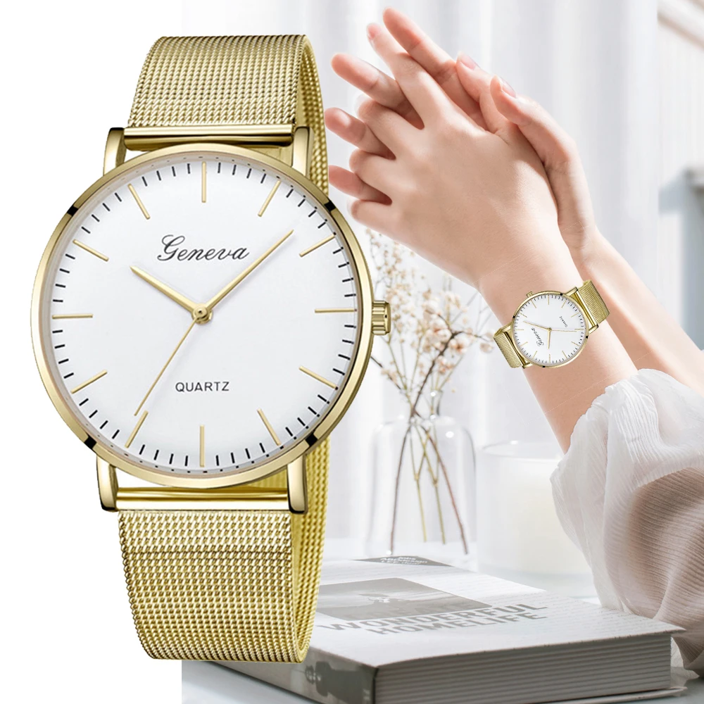 Elegant Watch For women Fashion Rose Gold Wrist Watches Minimalist Stainless Steel Sliver Mesh Belt Ladies Clock Zegarek Damski