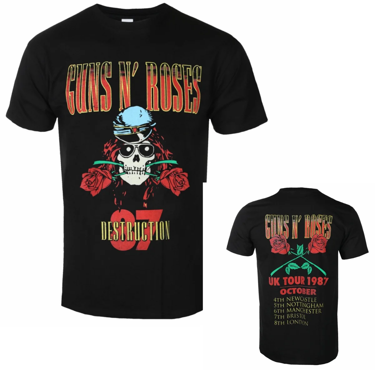 Retro Guns N' Roses Graphic Cotton T-shirt Unisex Summer Short Sleeve Fashion Brand Tee Luxury Casual Vintage Tees