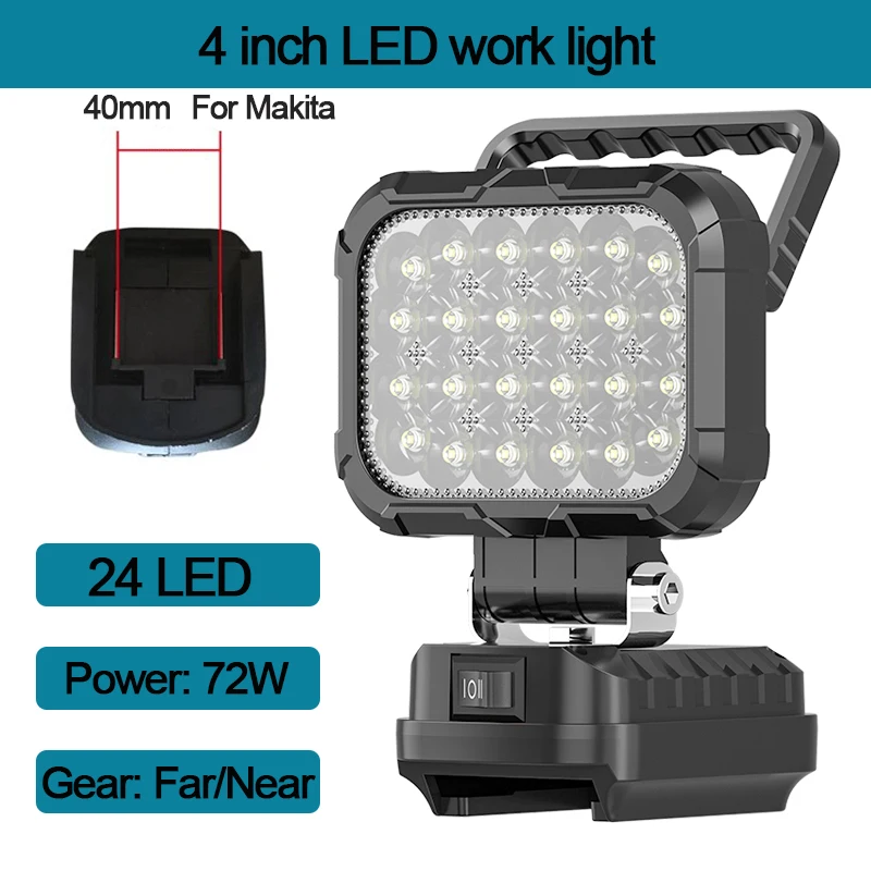 24 Beads LED Working Light Spotlight Portable Lamp Hand Lantern Outdoor Lights for Makita 18V Li-ion Battery