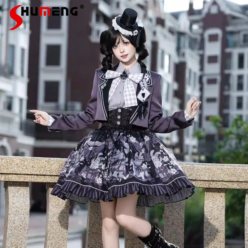 

Костюм для выступлений 2026 Original Magic Theater Lolita Alice Dark Girls: пальто-платье с мультяшным принтом, милый комплект для женщин, весна