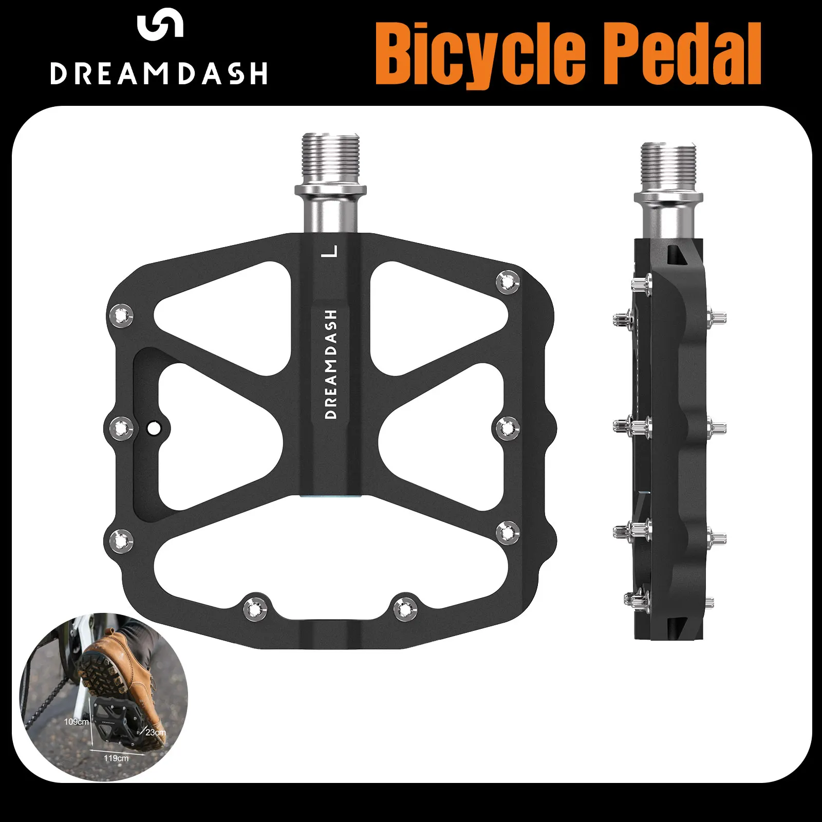 

Dreamdash MTB Bike Pedals 3 Bearing System Aluminum Alloy Platform 16-Pin Anti-Slip SPD/Flat Hybrid/Chromoly Axle Bicycle Part