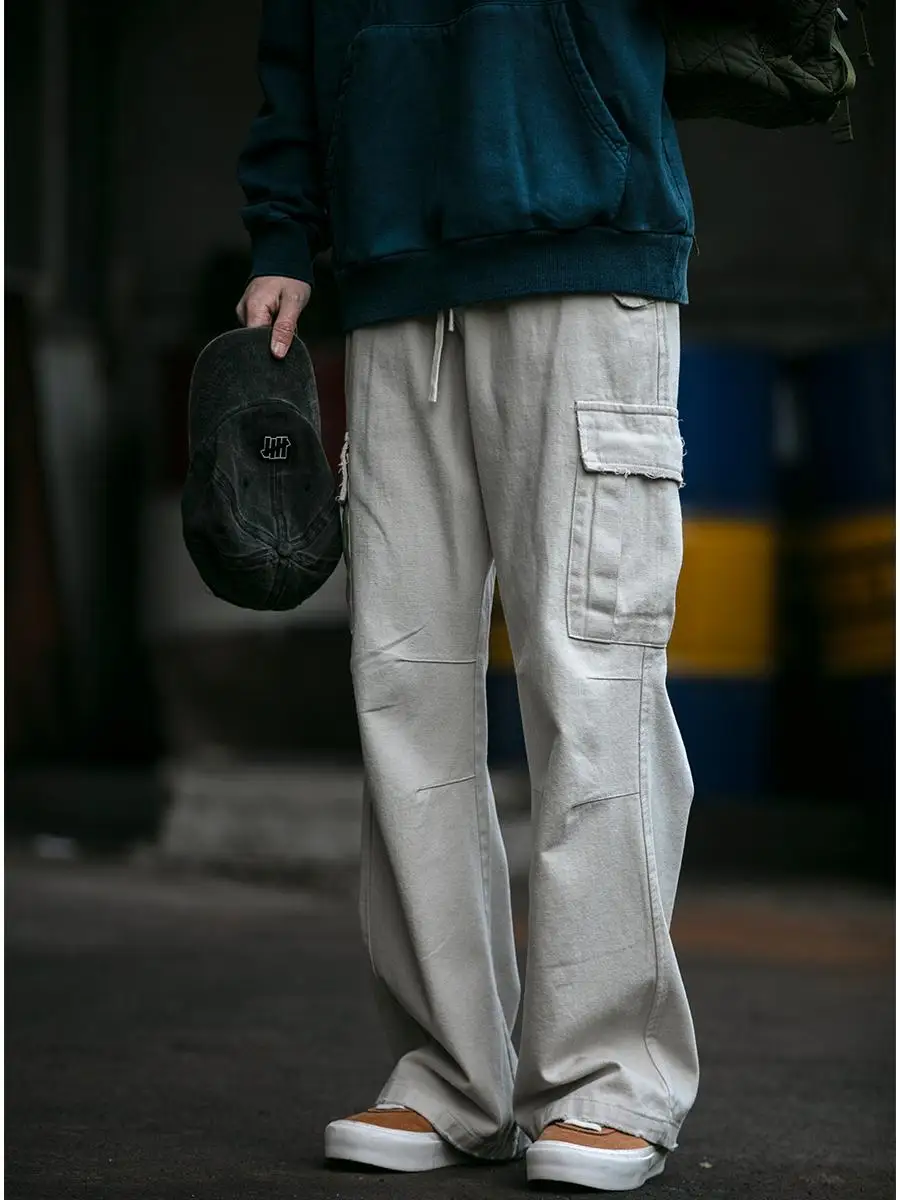 

Японские повседневные рабочие брюки для мужчин, весенне-осенние, новые, свободного кроя, прямые, с несколькими карманами, модный бренд